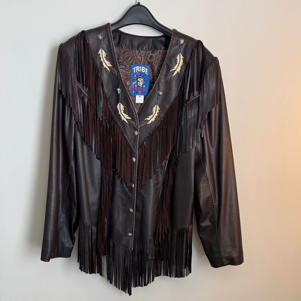 Women's Brown Leather Fringe Jacket